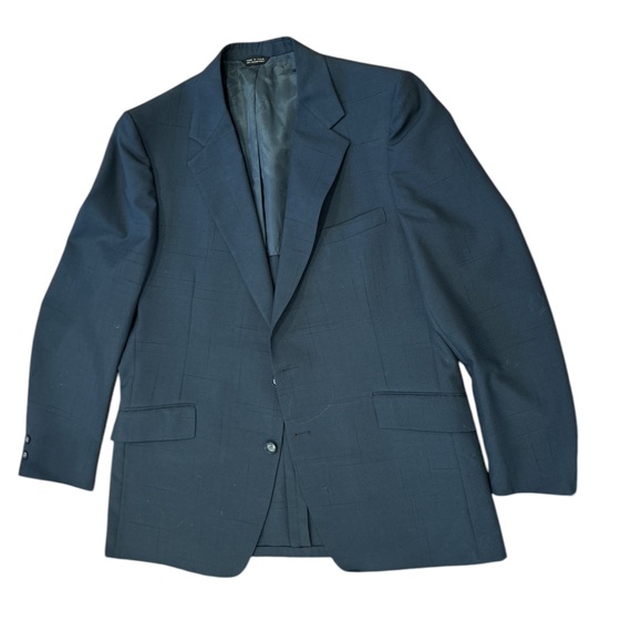 80s 3PC PHOENIX ECLECTIC GRANDPA SUIT NAVY BLAZER VEST & FLAT FRONT PANTS SZ 44L - Picture 8 of 12